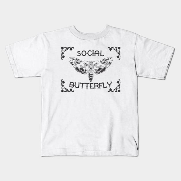 Social Butterfly Death's-Head Hawkmoth Kids T-Shirt by Renegade Rags